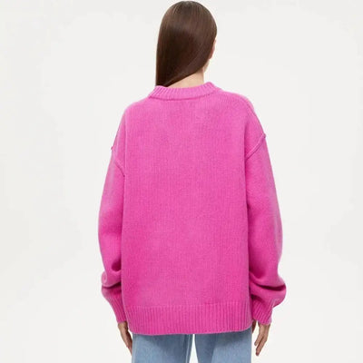 Fashion Loose Knitted Pullover Women‘s Autumn Winter Casual Solid Color O-neck Basic Thick Warm Oversized Knitted Sweater Female FASHION FREANZY