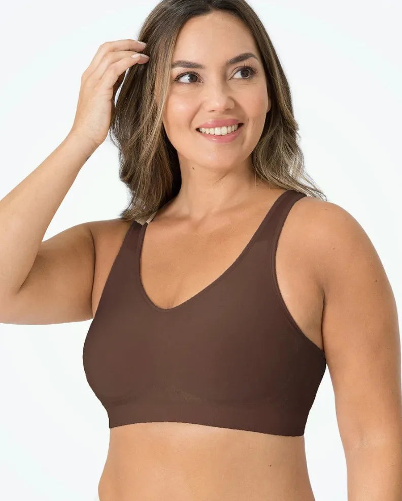 Women Daily Comfort Wireless Shaper Bra Sexy Bright Silk