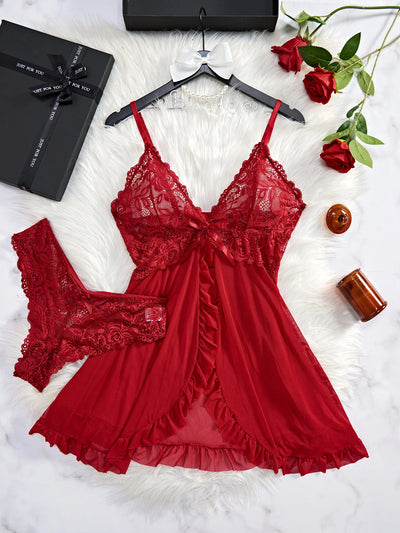 Sexy Lingerie Set Women Erotic Bra Nightdress Sexy Lace Sleepwear