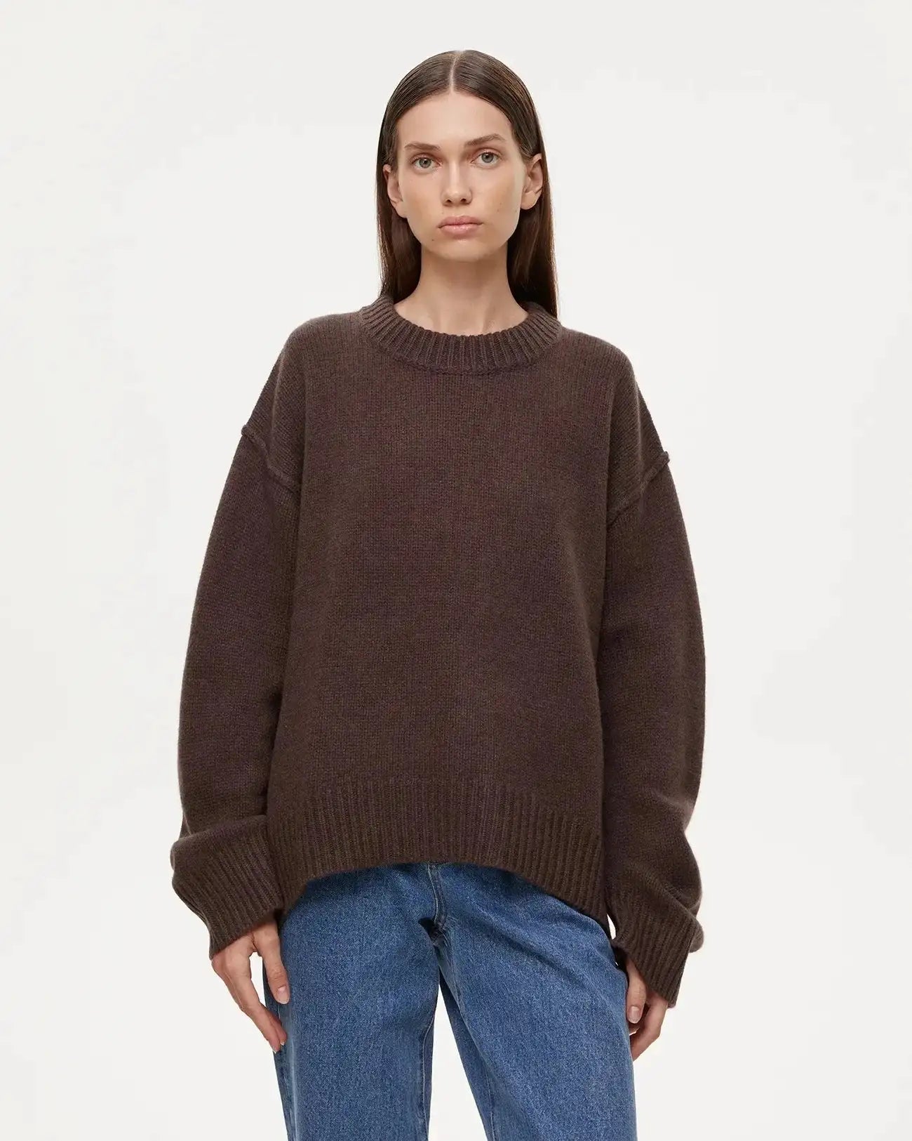 Fashion Loose Knitted Pullover Women‘s Autumn Winter Casual Solid Color O-neck Basic Thick Warm Oversized Knitted Sweater Female FASHION FREANZY